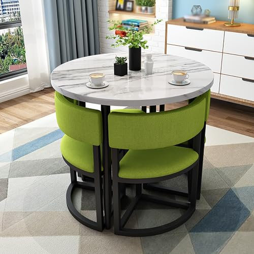 Esstisch-Set,Familien- Oder Geschäftsempfang,Rund Esstisch Mit 4 Stühlen Set,Konferenztisch,Besprechungstisch,Tische Und Stühle For Den Empfang For Esszimmer,Küche & Wohnzimmer,Durchmesser 80 Cm ( Siz