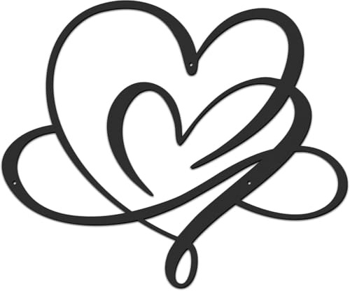 Wall Art For Living Room, Wall Decoration For Living Room & Bedroom, Couple Gifts, Wall Hanging Decoration, Black Metal Wall Art, Heart Shaped Metal Signs, 11.8inch