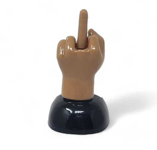 Figura oscillante a energia solare. Decorazione divertente per finestre, tavolo e auto. Dito medio mobile, funzionamento a energia solare, senza batterie incluse piastre adesive (marrone)