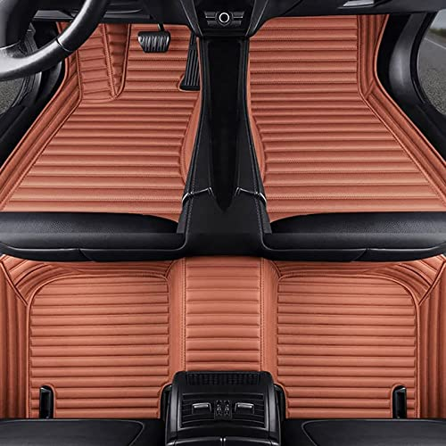SKEPPY Leder Auto Fußmatten FüR Toyota Aygo 2014-2021, Nach Maß VollstäNdige Abdeckung Teppich Allwetter Bodenmatte wasserdichte rutschfeste Automatten Set ZubehöR, F/Brown