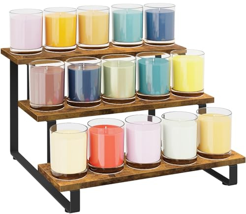 ELITEROO 3 Tier Wooden Display Riser Stand, Portable Products Shelf, 3 Step Straight Rack for Retail Tabletop, Countertop, Craft Shows, Farmers Market, Tradeshows, Vendors