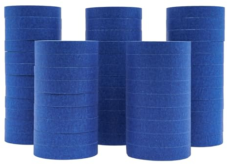 Queeucaer Malerkrepp 54 Band Wasserdicht, Automotive Kreppband Rollen Blaue Malerbänder Einseitig Abdeckband Klebeband Dekorieren für Wände Blau, Masking Tape, Malerband，2.4cm x 55 m