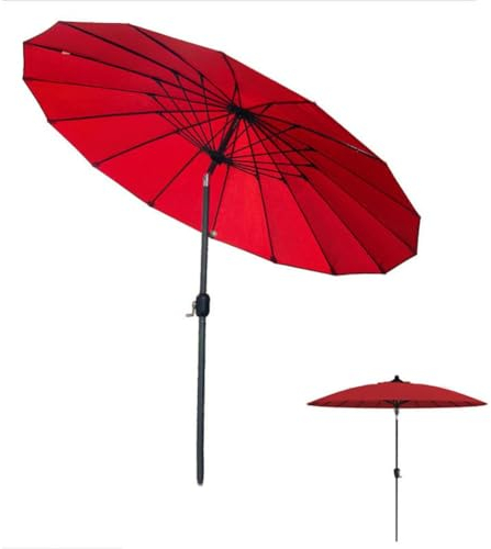 KXWOQ3ED 2.5m Shanghai Garten Sonnenschirm, Terrasseschirm Sonnenschutz Balkonschirm, Neigbar UV-Schutz, 16 Robuste Rippen, Outdoor Marktschirm mit Kurbel (Size : Red)