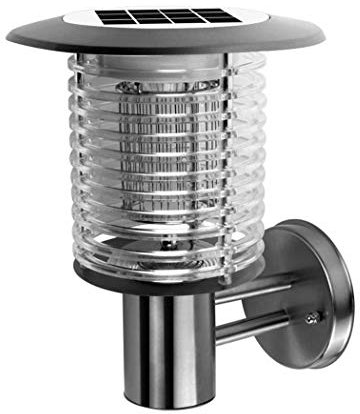 Trampa para mosquitos Lámpara antimosquitos con energía solar para exteriores, lámpara de pared exterminadora de insectos, matamoscas impermeable, doble función: mata insectos y luz de jardín combinad