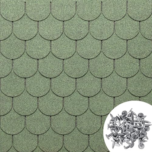 MASTERBRICO Tegole Canadesi per Tettoia Esterno 2,32 mq (16 Pz) – Tegola Canadese Bituminosa e Flessibile con Chiodi Inclusi – Facili da Installare, Resistenti a Intemperie e UV (A005)