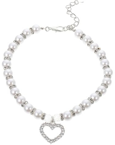 BESPORTBLE Dog White Pearl Collar Pet Neck Ornament Puppy Collar for Small Dogs Pet Photography Costume Accessory