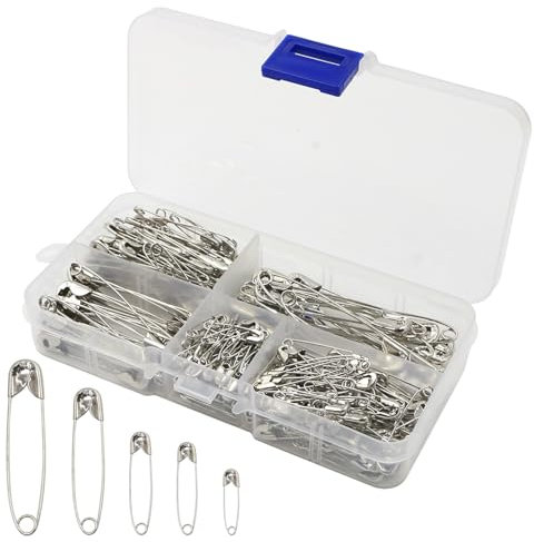 NXPUXP 260 Stück Sicherheitsnadeln,Silberne langlebige Sicherheitsnadel,Rostfreie Sicherheitsnadeln für Kleidung,Handwerk,Nähen