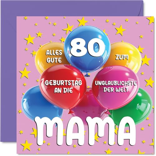 Stuff4 80. Geburtstagskarte Mama, Unglaublichsten der Welt Mama | Geburtstagskarten für 80 Jahre Mama von Tochter Sohn, 145mm Geburtstag Glückwunschkarten