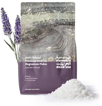 Numeira Magnesiumchlorid-Flocken mit Lavendelduft aus dem Toten Meer 1 kg | totes meer salz magnesium bad und einweichen, entspannendes magnesium badesalz aus jordanien, lavendel flocken für baden