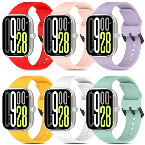 WindRen 6 Stück Armband Kompatibel mit Xiaomi Redmi Watch 6/5/4, Weiches Silikon Sport Ersatz Armbänder Kompatibel mit Xiaomi Mi Band 10 Pro/9 Pro/8 Pro Herren Damen