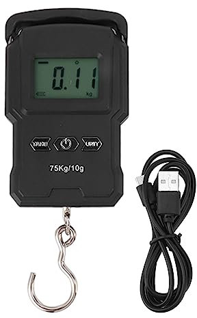 Tragbare Elektronische Waage, USB-Lade-Angelwaage, 165 Pfund Belastbar, Digitale Hängende Fischwaage für Gepäck, Eingebauter Lithium-Akku 1000 MAh, Hohe Genauigkeit für