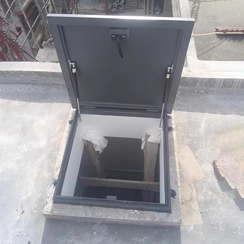Elitix Dachfenster Stahldachluke, Diebstahlschutztür, Dachfenster, Wartungsfenster, Zugangsklappe, Kappe, Lüftungsabdeckung, Luftabdeckung, Schuppenausgang, Aluminiumrahmen(55x55cm(21.45x21.45))