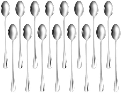 16 Stück 20 Cm Latte Macchiato Löffel Set, Lange Löffel Latte Macchiato, Eislöffel Lang, EdelstahlJoghurtlöffel Lang, Cappuccino Löffel, Edelstahl Dessertlöffel Lang, Langstielige Löffel