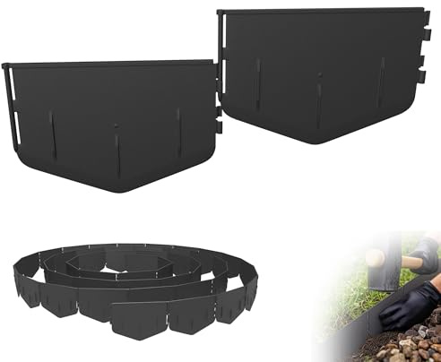 XMTECH Rasenkante Kunststoff (10 m, Schwarz, 50 Stück), Flexible Beeteinfassung ohne Graben, Einfach einschlagen, Witterungsbeständige & biegsame Beetumrandung aus robustem PP für Garten & Wege