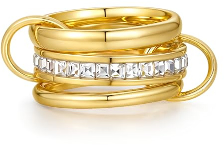 YeGieonr Bagues Femme Or – Bagues Auriculaire pour Femmes Anneaux Entrelacés, Bague Doré Acier Inoxydable Plaqué Or, Bijoux Cadeau pour Femme