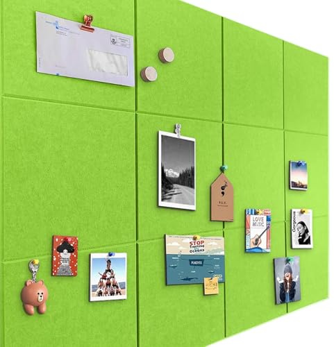 Pinnwand Groß 120x90cm Pinnwand Filz Selbstklebend mit 90 Reißzwecken, 12 Stück 9mm Dick Pinwand,Vision Board für Fotos, Notiz Memoboard für Zuhause Küche Büro Schule,Fruchtgrün