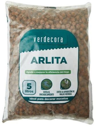 verdecora Arcilla Expandida (Arlita) | Bolas de Arcilla para Drenaje y Cultivo Hidropónico – Mejora la Aireación y Evita el Encharcamiento (5 litros)