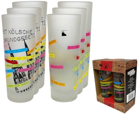 3forCologne Schnapsgläser 6,5cl | 6er Set | Shotgläser im Köln Design | Souvenier und Geschenk | Spülmaschinenfest | MADE IN GERMANY, Größe:KGG bunt