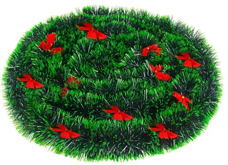 VEYLIN Weihnachtsgirlande 10m mit 24 Schleifen - Dunkelgrüne Kunststoff Girlande (9cm Breite) für Baum, Fenster & Treppen,Tannengirlande mit Grünen Spitzen