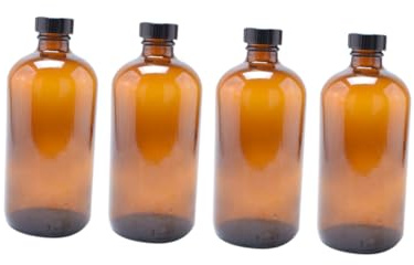 TEMPNAP 4 Piezas Botella de Vidrio Marrón con Tapa Bote de Almacenamiento Hermético para Miel Sal y de Unidades Reutilizable y Portátil para Cocina