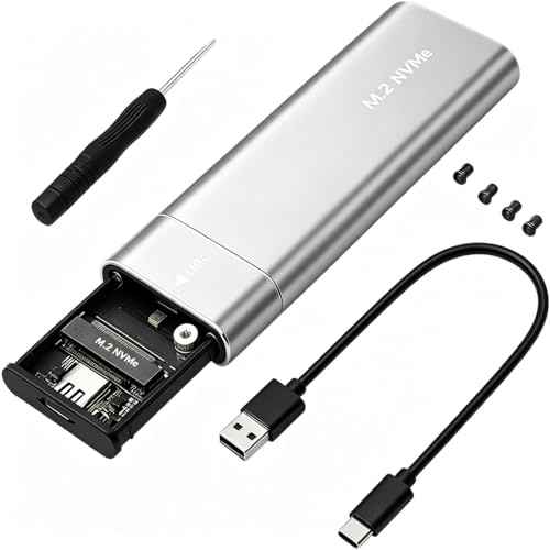 M.2 NVMe & SATA SSD Enclosure USB C/A, USB 3.1 Gen 2 10Gbps Tool-Free Aluminum External NVMe Enclosure with UASP for M.2 B&M/M Key 2230 2242 2260 2280 SSDs up to 2TB