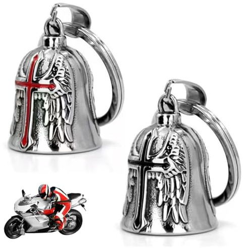 EIHI 2 Piezas Llavero Moto Campana Guardiana, Anillo Colgante, Motocicletas, Vehículos Eléctricos, Bicicletas, Coches, Amuleto de Protección y Buena Suerte