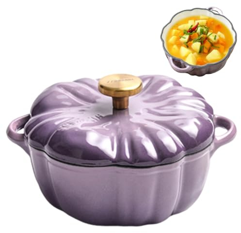 Obelunrp Pumpkin Dutch Four Pot avec couvercle et poignée de 1, 5 L