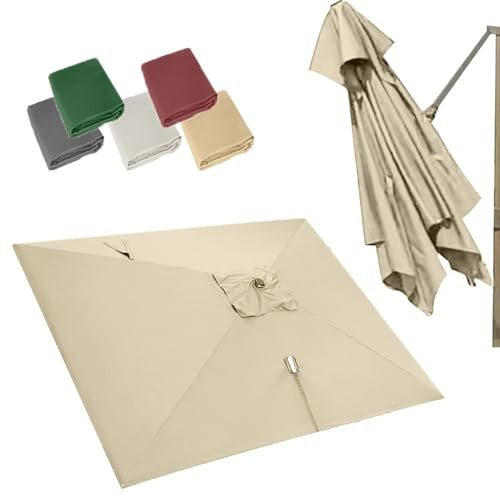 10' X 13' Cantilever Umbrella Canopy 8 Ribs Rectangle Patio Offset Parasol Replacement Fabric Anti-UV Outdoor Umbrellas Top Sunshade Cover(Khaki)