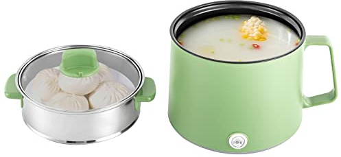 Ramen Cooker - Olla eléctrica para cocina, sartén eléctrica antiadherente multifuncional para fideos, con cocina de vapor, para habitación de estudiantes, estudio/hotel