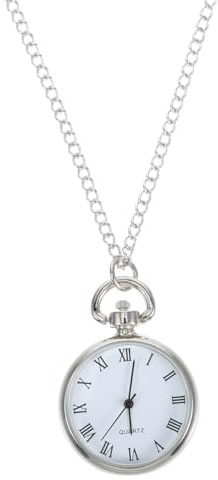 Abaodam Montre de Poche Collier en Alliage Argenté, Montre de Poche à Chaîne Suspendue, Accessoire Vintage pour Homme, Cadran Romain, Pendentif Décoratif Pratique