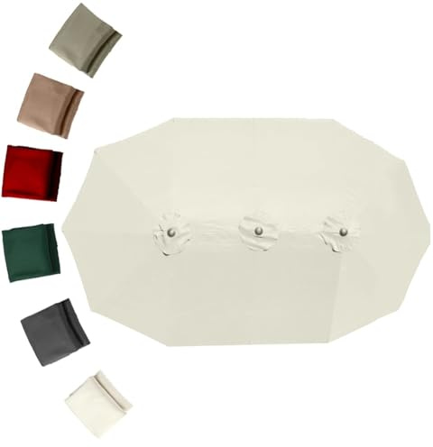 Housse de rechange double face pour parasol de jardin, marché, terrasse, solution d'ombrage café de 4,6 m