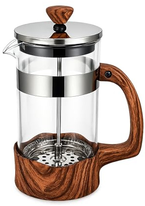 Fabulouz Cafetiere 1000ml French Press Coffee Maker, Glass Coffee Press with Stainless Steel Plunger Filter, Borosilicate Glass Coffee Plunger for Filter Coffee & Loose Tea