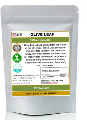 Olive Leaf Extract Capsules 3500mg, High Strength, Oleuropein - 120 Capsules