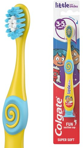 Colgate Zahnbürste Smiles für Kinder 2–6 Jahre, extra sanft, 1 Stück – manuelle Zahnbürste mit Saugnapf, Design ist nicht frei wählbar