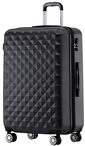 BEIBYE Zwillingsrollen 2066 Hartschale Trolley Koffer Reisekoffer Gepäck M-L-XL-Set (Schwarz, L)