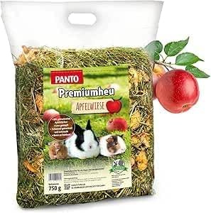 PANTO Apfelwiese 5 x 750 g – Heu mit Apfelstücken, Nager- & Kaninchenfutter | Rohfaserreiches Heu mit Apfelstücken – für die tägliche Fütterung, fördert den natürlichen Zahnabrieb