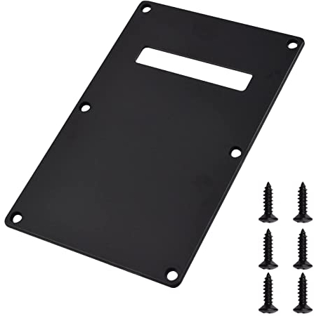 WANDIC Guitar Backplate, Tremoloabdeckung with 6 Screws Back Plate 3Ply Strat Modern Style E-Gitarre, Schwarz