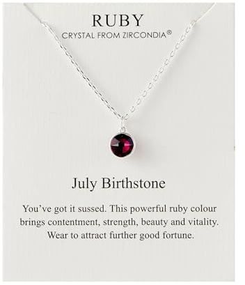 Philip Jones July (Ruby) Birthstone Necklace Created with Zircondia® Crystals
