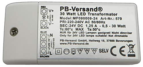 LED Leuchmittel mini Trafo 24 Volt DC 30 Watt (H 20mm) Gleichspannung Netzteil Treiber Transformator Driver Niedervolt LED-Transformator
