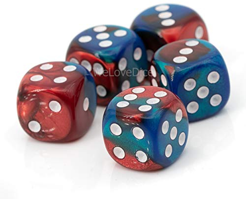 W6 Würfel rot blau/weiß - Made in Germany! - 5Stk