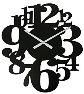 Rebecca Mobili Orologio Da Parete, Orologi Decorativi, Nero, Legno Mdf, Stile Contemporaneo, Analogico, Salotto Camera - Misure: 55 x 50 x 4,5 cm (HxLxP) - Art. RE6571