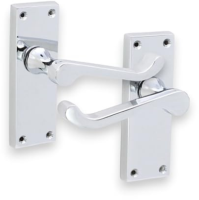 Infinity Decor Victorian Scroll Internal Door Lever Latch Handles – Chrome/Brass/Satin, Suitable for All Types of Internal Doors 118x40mm Backplate (Polished Chrome)