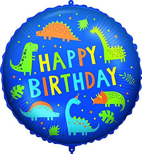 Pallone DINOSAURI happy birthday - palloncino in foil Mylar gonfiabile ad aria o elio Ø46cm
