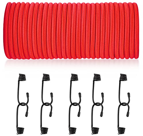 Corde de sécurité élastique Rouge de 5 mm x 20 m, Sangles élastiques, Filets de Chargement, sécurisation d'articles, Projet de Bricolage
