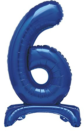 Unique Party 12886 - Riesen Stehen Nummer 6 Ballon - 76 cm - Blau
