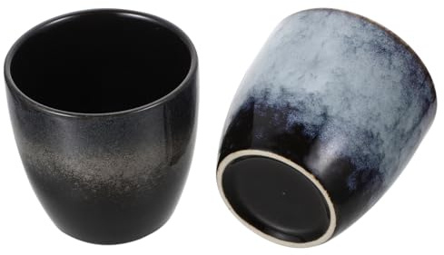 UPKOCH 2pcs Ceramic Tea Cup Set, Retro Chinese Japanese Style Expresso Coffee, Snow&Star Earthenware, 7.0 X 7.0 X 6.8 Cm,Kung Fu Tea Accessory for Home, House, Restaurant, Hot and Cold Drinks