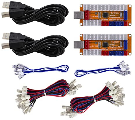 SJ@JX Arcade Game USB Encoder Zero Delay 2 Player Gamepad LED Button Joystick Controller for Nintendo Switch PC PS3 Retro Raspberry Pi MAME