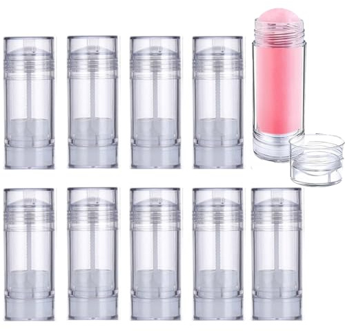 Minsily 10 Stück 15 ml Leere Deo-Behälter zum Aufdrehen von Füllstäben,Nachfüllbar,Deo Stick Behälter, Lippenstifthülsen Kunststoff,Lippenbalsam Tuben Deobehälter DIY-Lippenstift, Buntstift, Chapstick