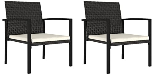 ZEYUAN Garten-Essstühle 2 STK Gartenmöbel, Balkonstühle, Chair Outdoor, Balkonmöbel, Hochlehner, Essstühle, Balkon Stuhl, Bistrostuhl, Garten Stühle, Poly Rattan Schwarz