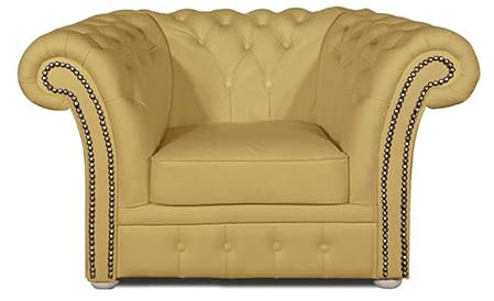 Chesterfield fåtölj Winfield Basic läder | vit | 2 till 4 veckors leveranstid (elfenben, 1-sits)